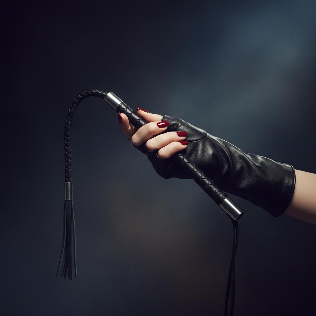 A woman's hand holding a riding crop